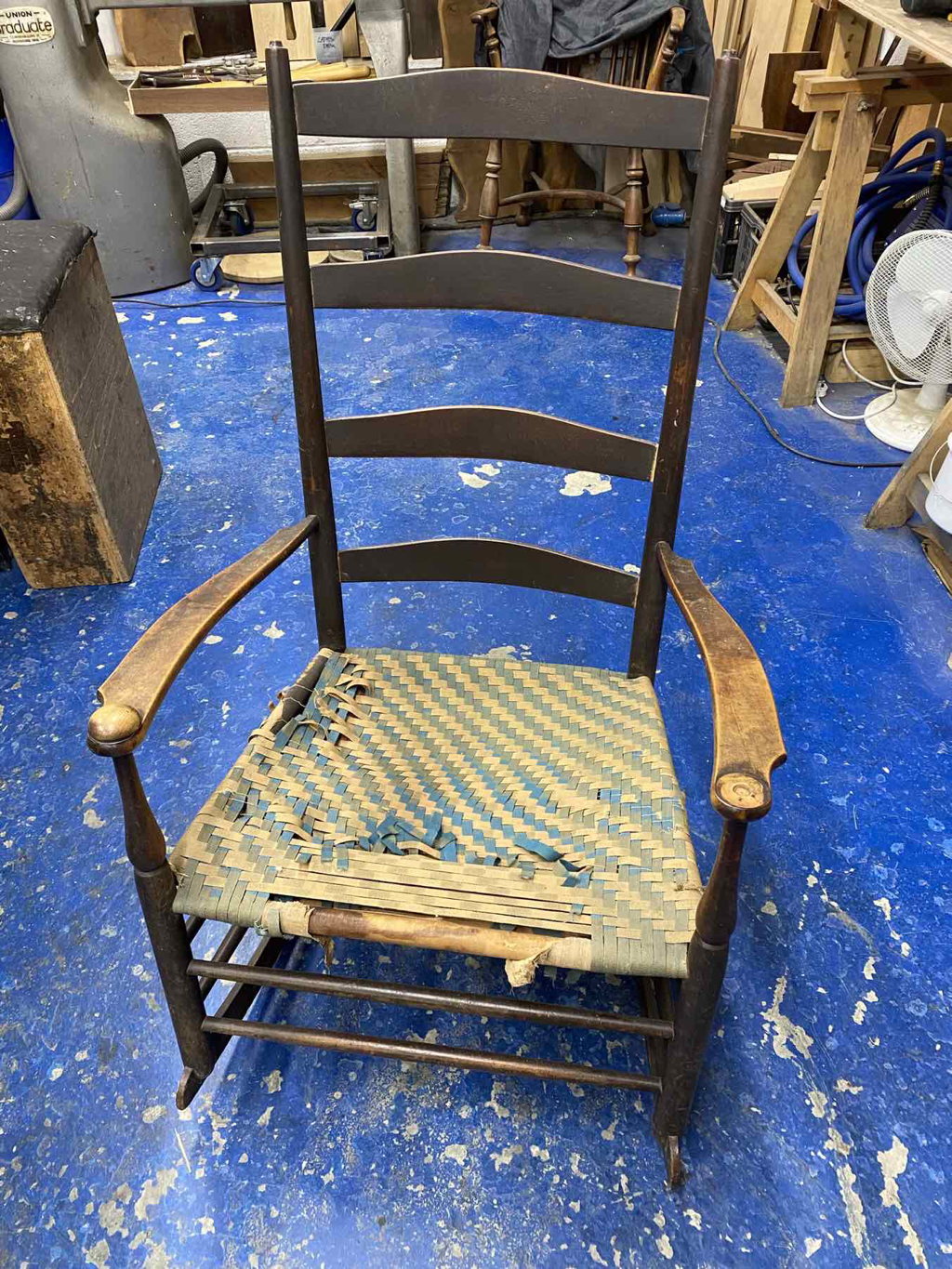 Shaker rocking chair before restoration